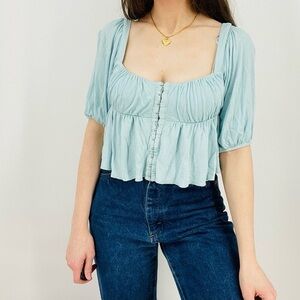 Urban Outfitters Ditsy Peplum Milkmaid Top | Size Large | NWOT